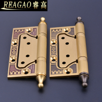 Pure copper hinge 4 inch thick door hinge European folding retro butterfly letter wooden door closing flat