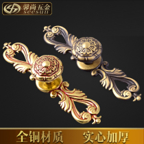 New pure copper handle European wardrobe door handle American furniture retro cabinet all copper drawer handle single hole