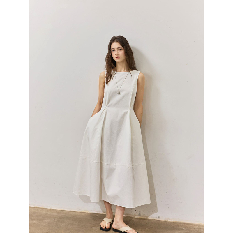 Bplusm 2026 Summer [Light White Dress] Original Niche High-End Sleeveless Loose Dress