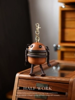 Робот, кожаная ключница, ретро наушники, сумка для техники ручной работы, барсетка, из натуральной кожи