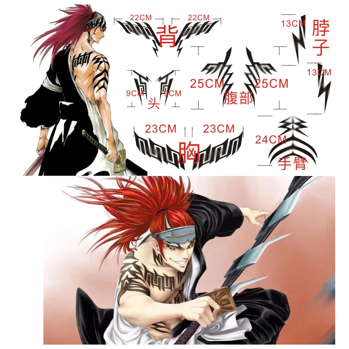 Bleach Asaemon Rangiku's Same Style Tattoo Stickers, Anime Character Tattoo, Sixth Division Vice Captain Cos