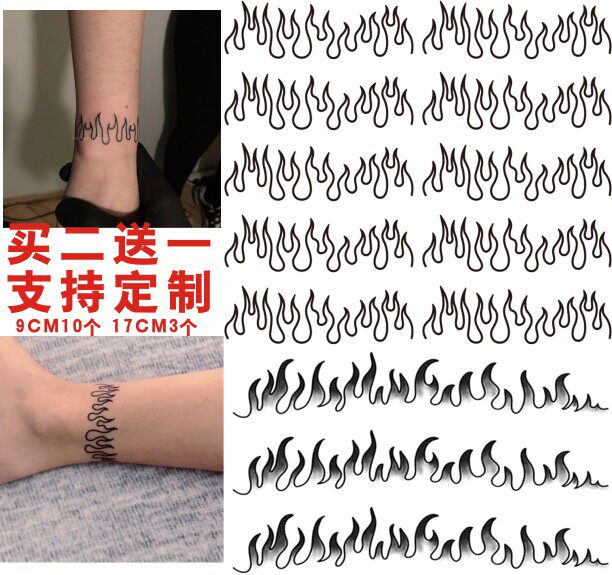 European and American style wrist and ankle dark flame lines for men and women Cool and durable tattoo stickers Waterproof women's long-lasting lines for men