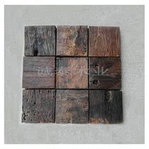 Pure solid wood old boat Trojan horse Syke living room TV wall entrance dining room background material large solid wood board material