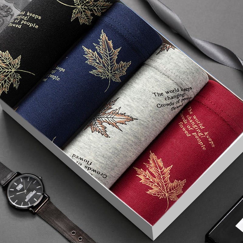 2021 Summer new 4 articles for men's underwear cotton men's flat corner pants full cotton breathable four-corner pants head sexy shorts