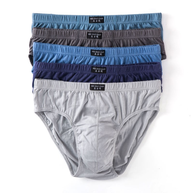3-5 strips of men's cotton triangular underpants All cotton mid-waist Increase Code fattener Loose Comfort Shorts Cotton Safety Pants Summer