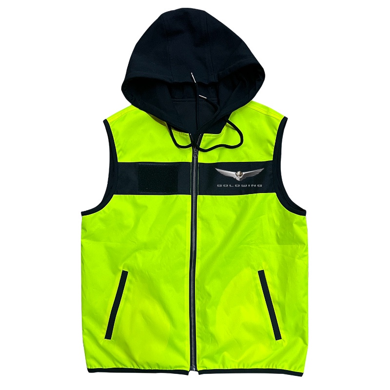 Qingdao Mojie Motorcycle Travel Reflective Vest Gold Wing Motorcycle Cycling Vest Double-Sided Vest Embroider Printing Process