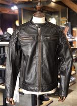 Double 11 special METAL HEART vintage wash old black brown leather coat
