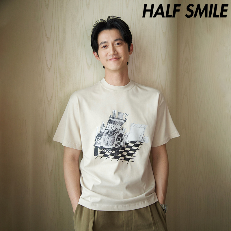 Wu Kangren Style T-Shirt Halfsmile Half Smile Couple Hong Kong Style Short-Sleeve Versatile Pure Cotton National Trend Office Worker Wu Kangren Style T-Shirt Halfsmile Half Smile Couple Hong Kong Style Short-Sleeve Versatile Pure Cotton National Trend Office Worker