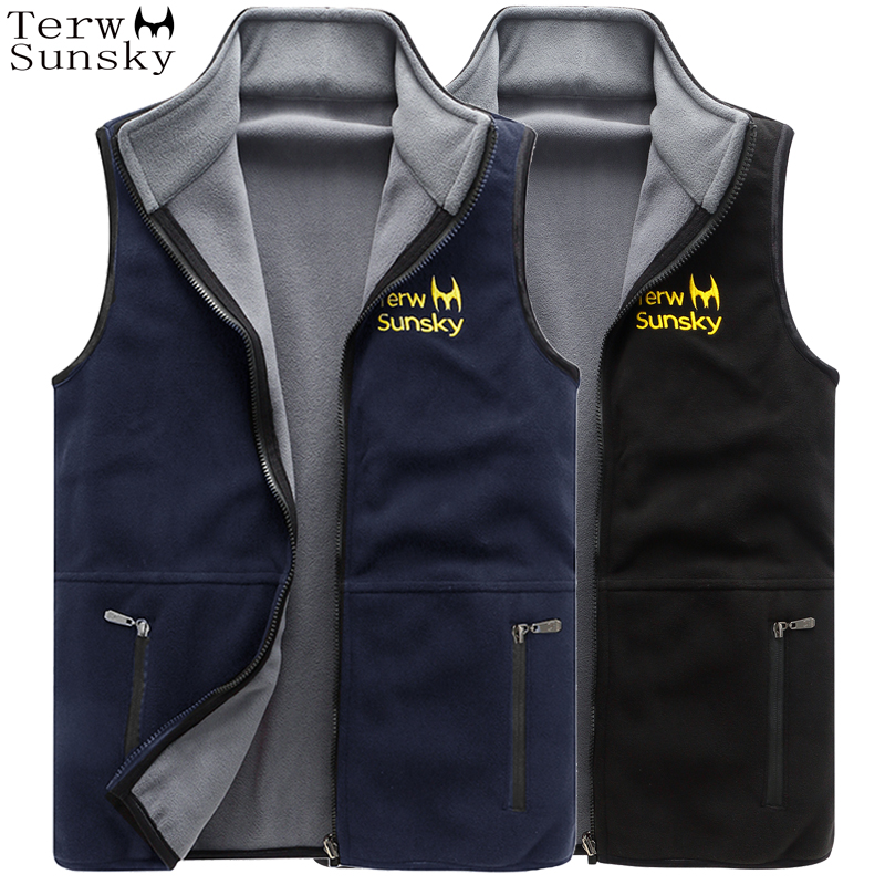 Autumn Winter New Two Sides Wear Outdoor Grip Suede Waistcoat Male Vest Warm And Breathable Rocking Grain Suede Casual Waistcoat