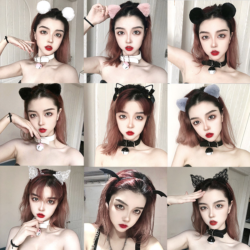 Beast new Lin Linting one size tearing home cute fur ball cat girl little devil wings headband black fun headdress