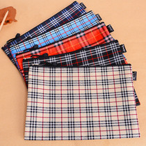 A4 file bag zipper Plaid canvas waterproof file information bag pregnancy test portable official document student test paper storage bag