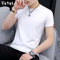 Mens short-sleeved T-shirt Mens Korean slim solid color base shirt trend clothes Round neck T-shirt summer casual top t