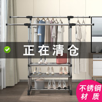 Drying rack floor folding single pole type Simple drying hanger household indoor hanging hanger bedroom cool clothes rack