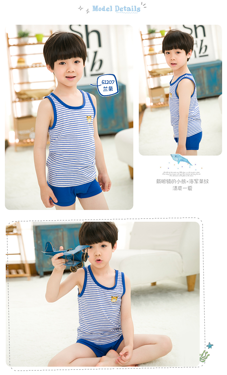 Mùa hè mới chất liệu mỏng Oder trẻ em hoạt hình đồ lót phù hợp với bé trai vest lớn + quần lót boxer đồ bé trai đẹp