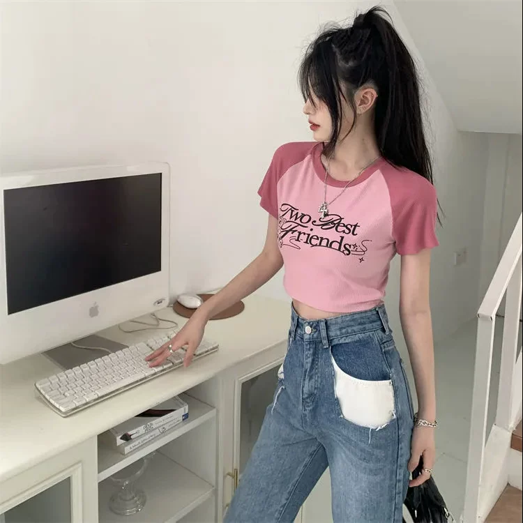 Ретро летняя футболка с короткими рукавами, американский стиль, slim fit