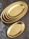 304 stainless steel oval disk thickened deni steamed fish dish golden flat plate tray barbecue dish rice noodles dish dinner plate