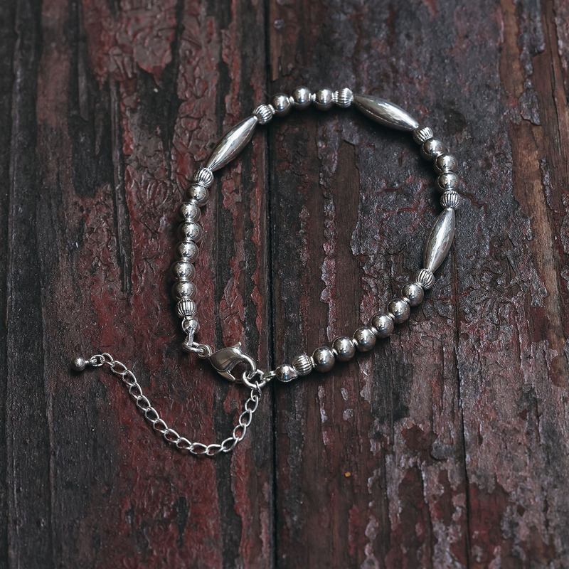 Dear Blossom Matsui Naoki Japanese Handmade Pure Silver Apollo Silver Bead Silver Tube Bracelet Couple Style