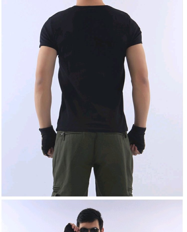 Quạt quân đội đặc biệt Áo thun nam tay ngắn cổ tròn cotton bó sát Áo thun co giãn thể chất quần áo ngoài trời quần áo nam - Những người đam mê quân sự hàng may mặc / sản phẩm quạt quân đội quần rằn ri cho nam