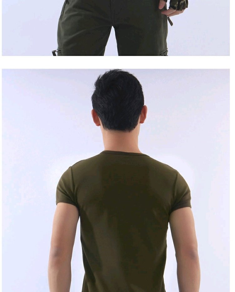 Quạt quân đội đặc biệt Áo thun nam tay ngắn cổ tròn cotton bó sát Áo thun co giãn thể chất quần áo ngoài trời quần áo nam - Những người đam mê quân sự hàng may mặc / sản phẩm quạt quân đội quần rằn ri cho nam