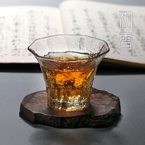Early snow tasting cup glass small tea cup util tea furniture Home heat resistant transparent Japanese style single cup hammer glass goblet