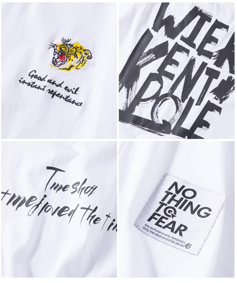 Hip-hop tide thương hiệu tiger head thêu quá khổ triều quốc gia ngắn tay T-Shirt triều nam lỏng Harajuku chic couple nửa tay áo