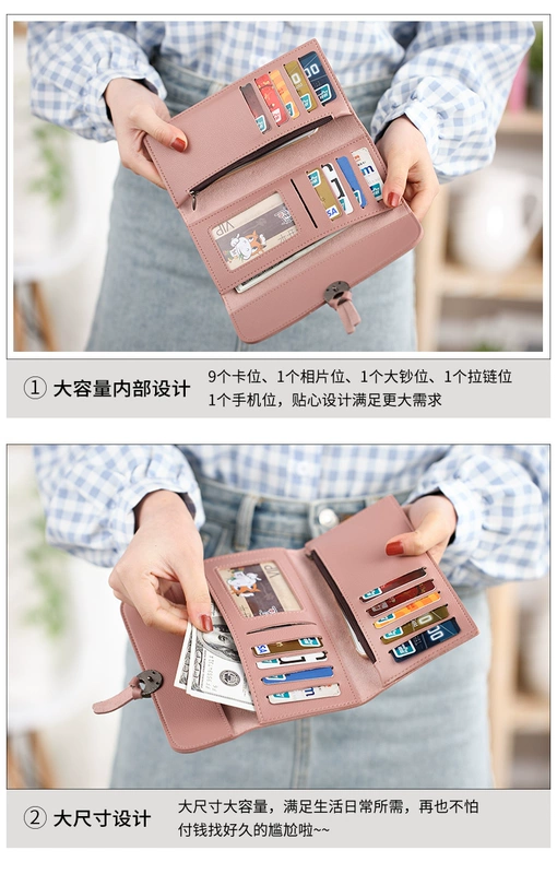 Thời trang Nhật Bản và Hàn Quốc đa năng nữ ví dài nữ phiên bản Hàn Quốc của khóa đơn giản cá tính ví sinh viên nữ ví tiền xu