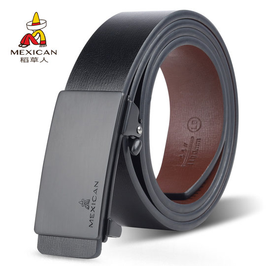 Scarecrow belt men's genuine leather toothless automatic buckle trendy all-match casual men's belt young people jeans belt