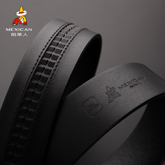 Scarecrow belt men's genuine leather without headband men's automatic buckle pure cowhide youth pin buckle headless trousers belt