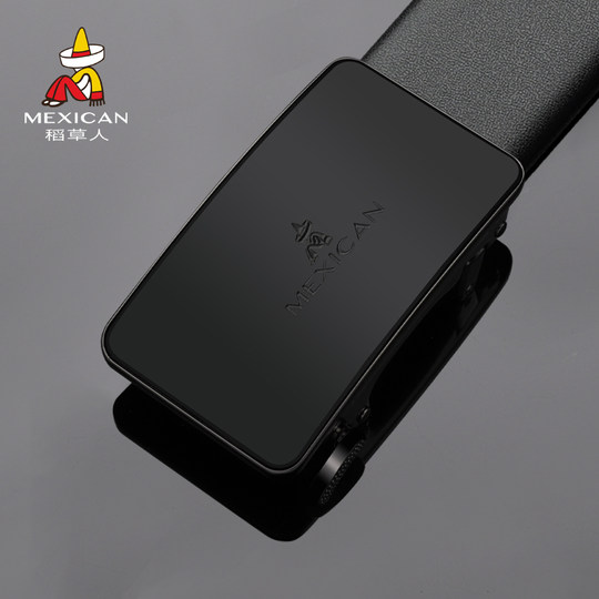 Scarecrow Pure Men's Belt Genuine Leather Korean Version Trendy Versatile Cowhide Young Men's Automatic Buckle Genuine Jeans Belt