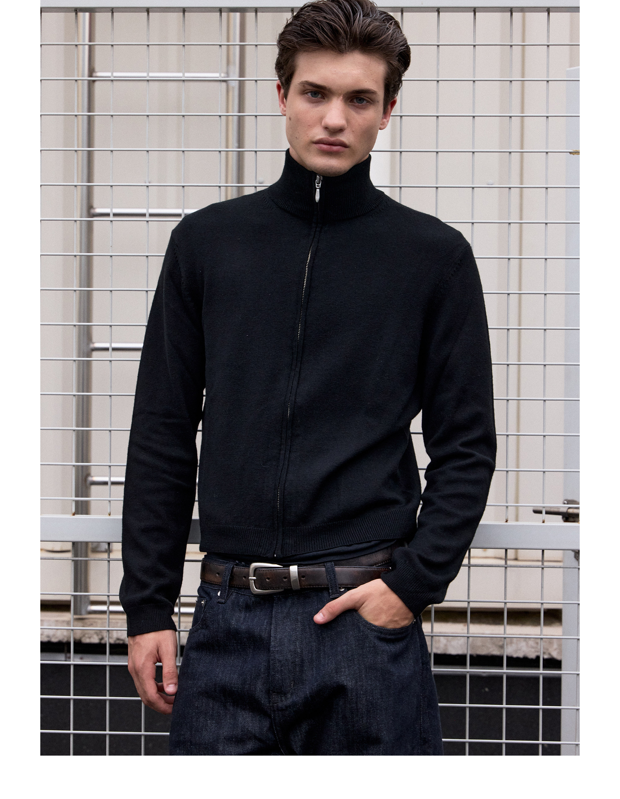 VLABMADE 50% Wool Zip-Up Cardigan
