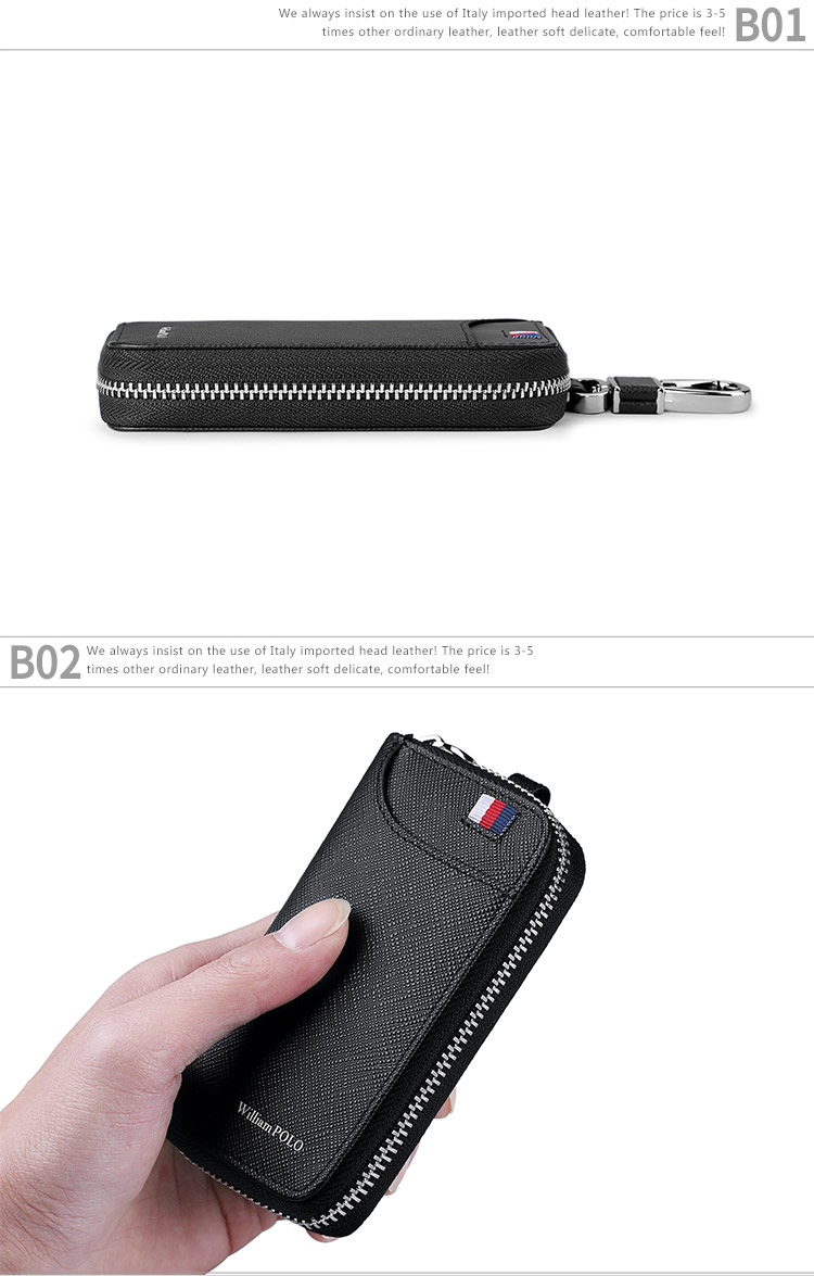 Hoàng đế Paul da túi chìa khóa của nam giới công suất lớn zip coin purse đa chức năng xe eo khóa key gói ví móc khóa da