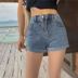 Mùa hè quần ra quần short denim nữ uốn căng retro thời trang khí ins eo cao xu hướng một từ. 