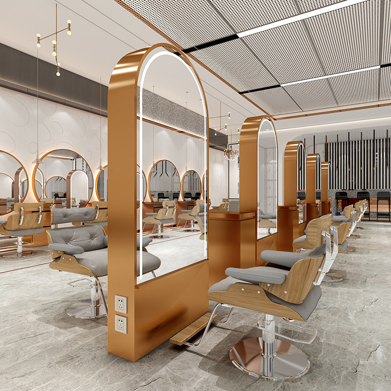 Hairdressingshop Mirror Desk Hair Salon private network Red Hair Beauty Mirror Stainless Steel Floor Single Sided Mirror double sided haircut mirror