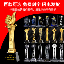 Trophy creative custom medal production Resin thumb Crystal metal company commendation award lettering custom