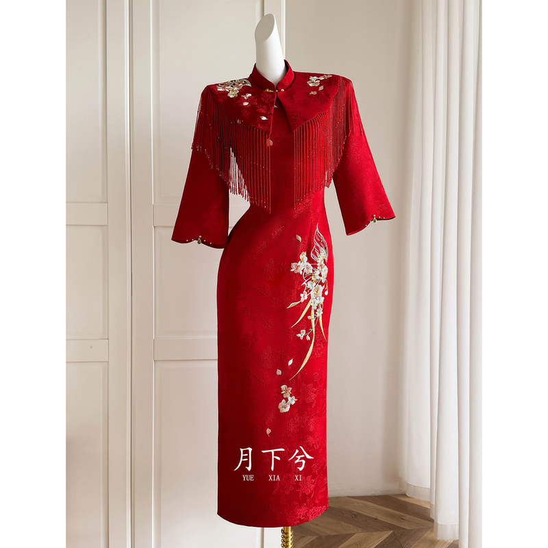 【Under the Moonlight - Transforming into a Butterfly】Red New Chinese Style Engagement Dress 2026 New Model Toasting Dress Wedding Embroidered Cheongsam 【Under the Moonlight - Transforming into a Butterfly】Red New Chinese Style Engagement Dress 2026 New Model Toasting Dress Wedding Embroidered Cheongsam