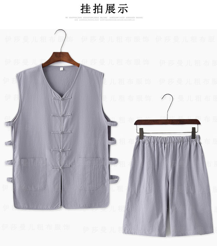 Mùa hè nam lanh cha vest Trung Quốc Tang phù hợp với mồ hôi thấm mồ hôi áo gió Trung Quốc vest vest vest áo thun 3 lỗ