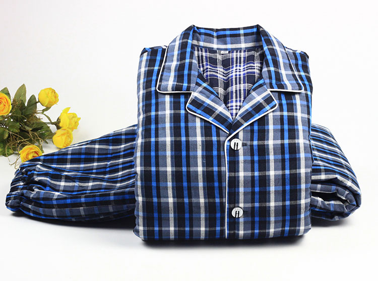 Mô hình mùa thu và mùa đông cotton cũ vải thô Mô hình phụ nữ cộng với đồ lót lưới cotton độn trung niên dịch vụ nhà trung niên ấm áp bộ đồ ngủ nam pijama nam