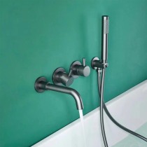 Bathtub faucet cylinder edge type all-copper-in-wall type concealed embedded wall out of round hot and cold shower cylinder water faucet