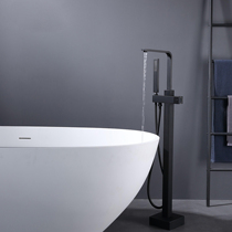 Floor-type bathtub tap full copper black bright dress concealed wall water out cylinder edge vertical bath hot water tap