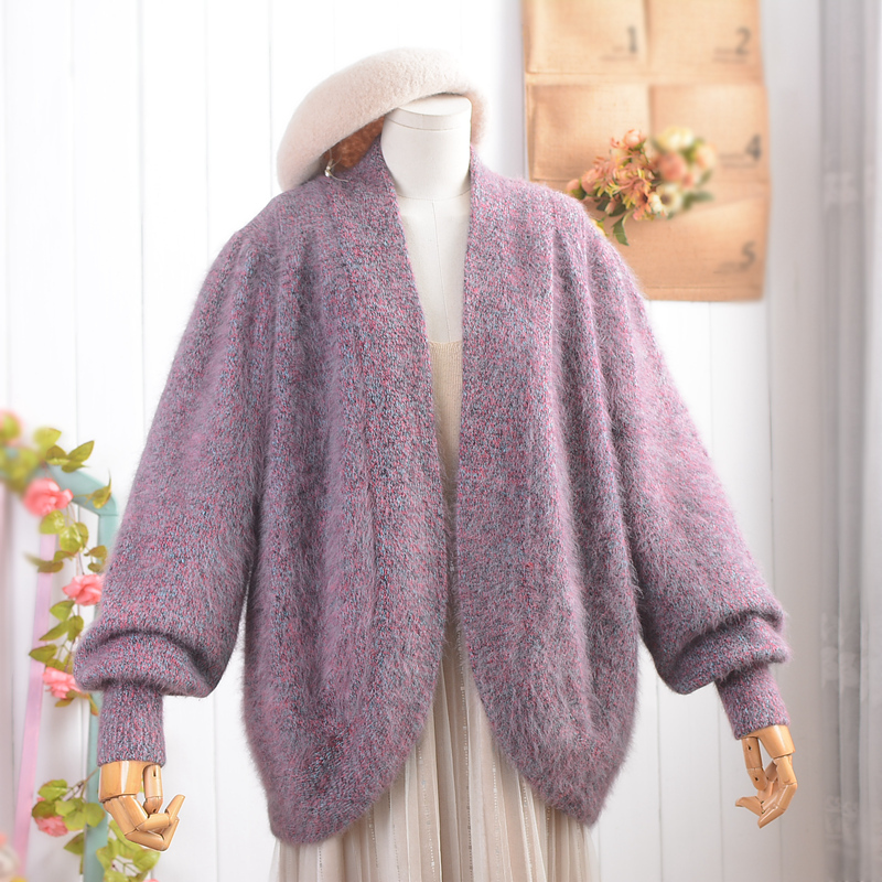 Autumn and Winter New Style Angora Long Rabbit Fur Colorful Thick Oversized Buttonless Cardigan Sweater for Women Autumn and Winter New Style Angora Long Rabbit Fur Colorful Thick Oversized Buttonless Cardigan Sweater for Women