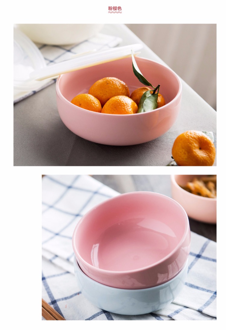 Sáng tạo dễ thương hộ gia đình bát sứ bộ đồ ăn lò vi sóng hộp cơm trưa hộp salad với nắp tươi giữ kín bát mì ăn liền bát ăn cơm đẹp