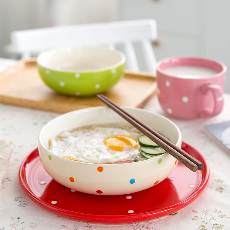 Wave point Nordic household see colour and lovely Japanese large ceramic bowl bowl bowl dish bowl of soup bowl mercifully rainbow such as bowl dishes