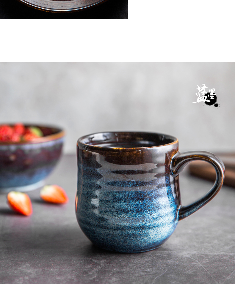 Northern wind color restoring ancient ways web celebrity couples Japanese European household ceramic bowl bowl rainbow such as bowl dish bowl plate