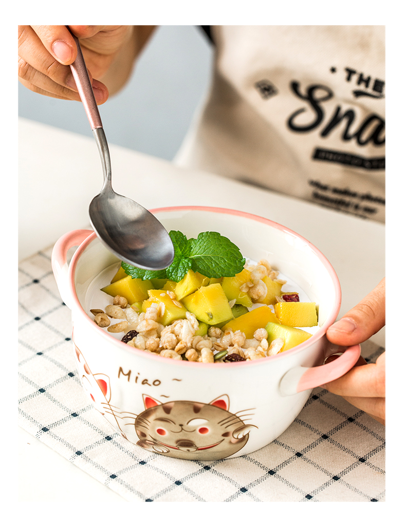 Cartoon express it in Japanese household dormitory ears rainbow such as bowl with cover mercifully bento preservation bowl ceramic tableware
