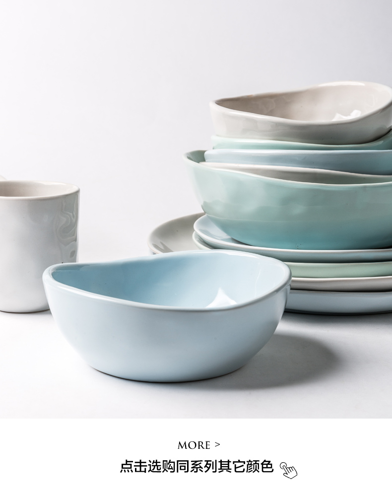 Nordic Japanese contracted wind lovers color irregular contracted ceramic bowl bowl mercifully rainbow such as bowl soup bowl dishes by hand