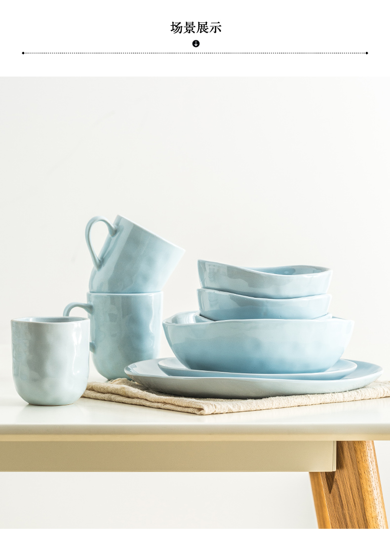 Nordic Japanese contracted wind lovers color irregular contracted ceramic bowl bowl mercifully rainbow such as bowl soup bowl dishes by hand
