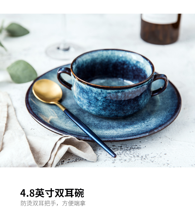 Nordic wind restoring ancient ways, ceramic tableware home plate western - style food dish bowl dessert bowl juice bowl of salad bowl hat to bowl