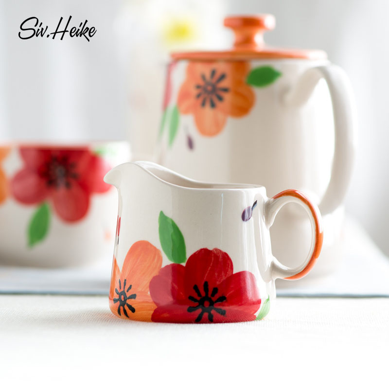 Nordic ins color hand - made European Japanese ceramic nozzle milk pot of milk as cans of milk cup coffee pot teapot juice maker