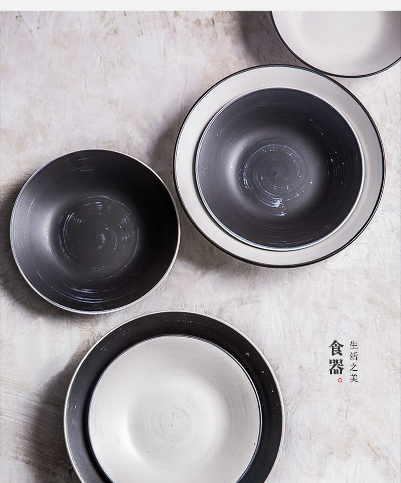 Japanese European pure color contracted household high - capacity ceramic bowl bowl restoring ancient ways rainbow such as bowl bowl of soup bowl bowl of tableware
