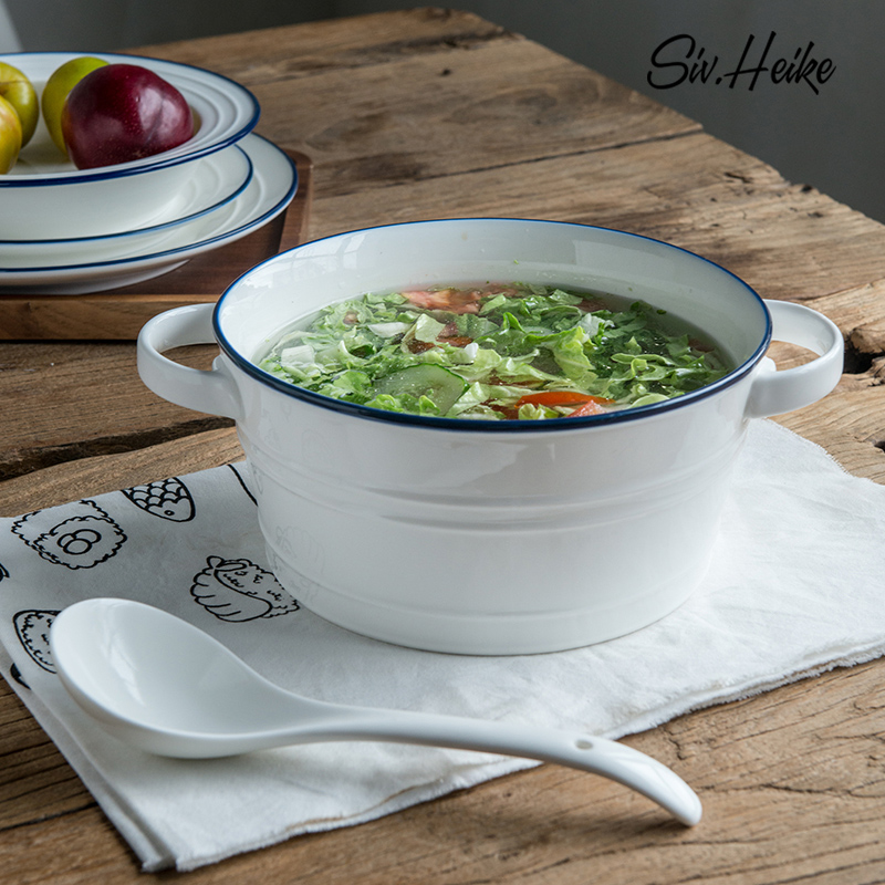 Nordic ins white Japanese European household large ceramic bowl west tableware ears rainbow such as bowl of soup bowl dish bowl of rice bowl